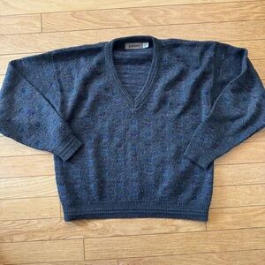 Vintage Charcoal Patterned Knit Sweater Jantzen Size XL